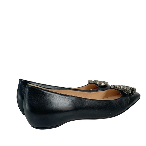 Gucci Dionysus EU 36.5 US 6.5 Black Leathe Buckle Square Toe Tiger Ballet Flats - Picture 15 of 16